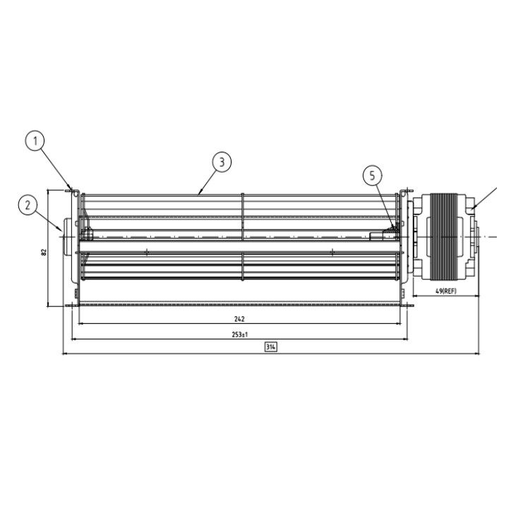 Φυγοκεντρικός ανεμιστήρας βεντιλατερ για σόμπες πελλετ 42 Watt 240mm